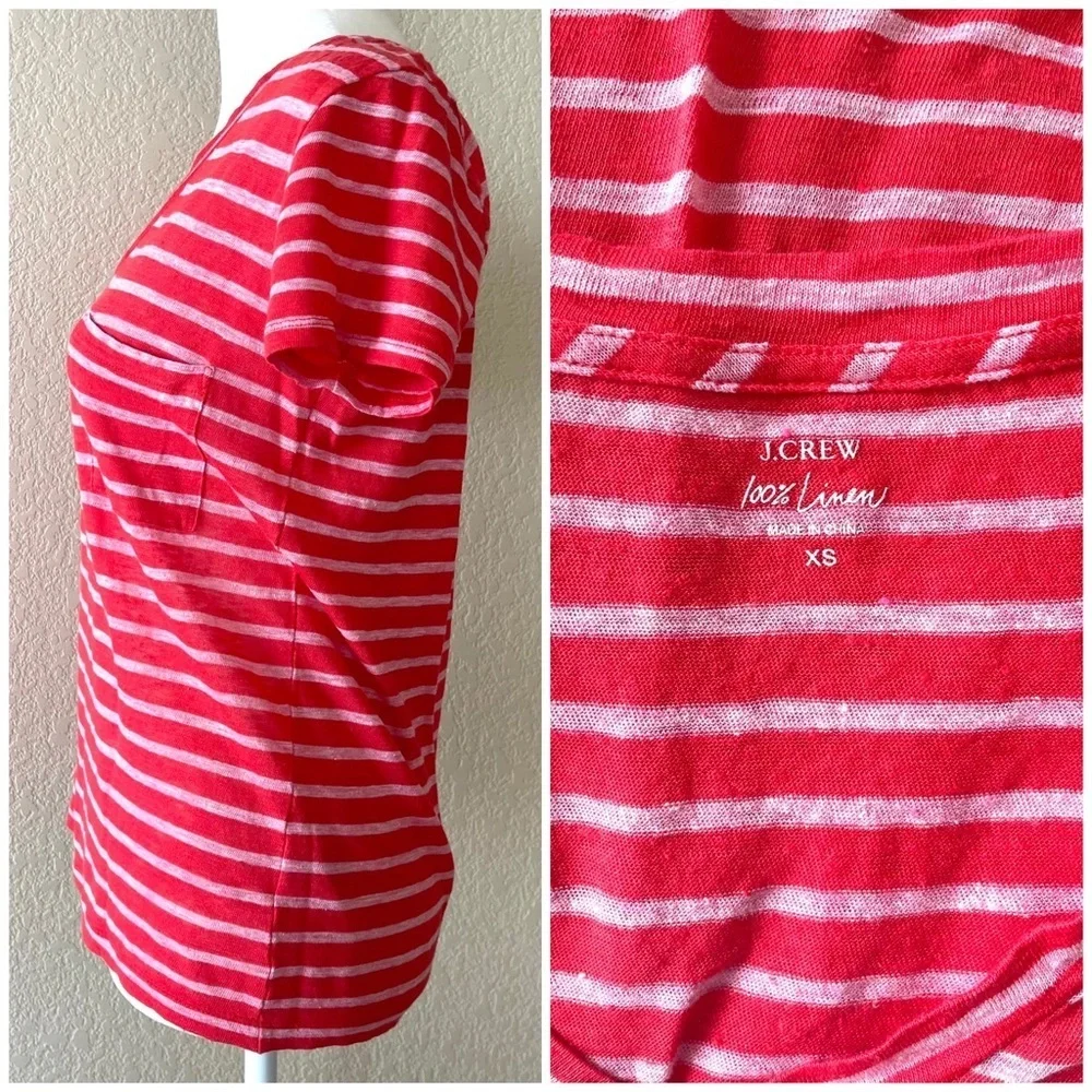 J. Crew V-neck pocket T-shirt in stripe - xs